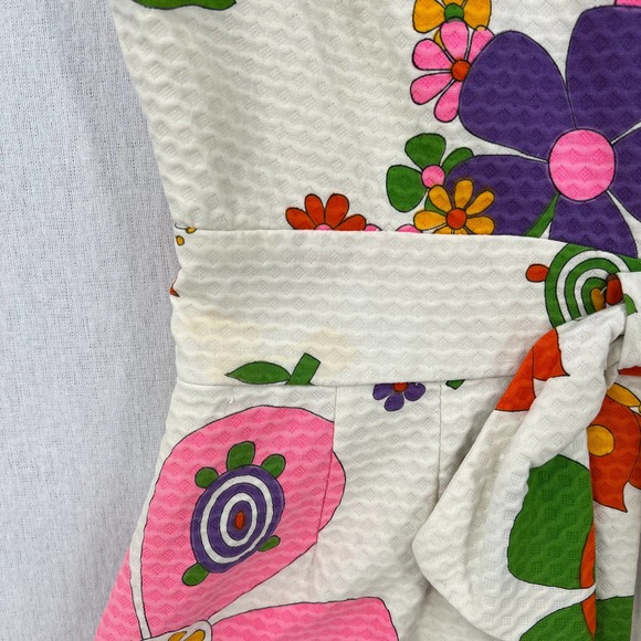 NEIMAN MARCUS Vintage 60s Dress Womens XS Small Off White Floral Print Mod Shift - Picture 16 of 16